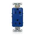 Product Image of Decora Plus Duplex Receptacle, Heavy Duty Industrial, Split-Circuit, 20A 125V NEMA 5-20R (Blue)