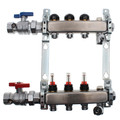 Product Image of 3-Loop 1" Stainless Steel Radiant Heat Manifold Assembly w/ Flow Meter