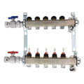 Product Image of 5-Loop 1" Stainless Steel Radiant Heat Manifold Assembly w/ Flow Meter