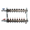 Product Image of 8-Loop 1" Stainless Steel Radiant Heat Manifold Assembly w/ Flow Meter