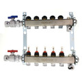 Product Image of 6-Loop 1-1/4" Stainless Steel Radiant Heat Manifold Assembly w/ Flow Meter