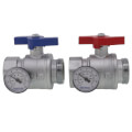 Product Image of Stainless Steel Manifold Supply & Return 1-1/4" NPT Ball Valve w/ Temperature Gauge (Set of 2)