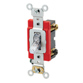 Product Image of 20A, 120V Toggle Pilot Light, Illuminated On, Req Neutral Double-pole AC Quiet Switch, Self Grounding, Back & Side Wired, (Clear)