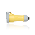 Product Image of 20A, 125V 2P, 3W, LEV Series IEC 60309-1 & 60309-2 Pin & Sleeve Connector w/ Screwless Clamp Assembly, IP66/67/68/IP69K, Watertight (Yellow)