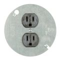 Product Image of 15A, 125V NEMA 5-15r, 2-pole, 3-wire, w/ Ears Duplex Receptacle, Straight Blade, Grounding, 4" Cover Mounted, Side Wired, Steel Strap (Brown)