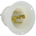 Product Image of 30A, 277/480V 3-Phase Y, NEMA L22-30P, 4P, 5W, Flanged Inlet Locking Receptacle, Grounding (White)