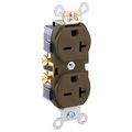 Product Image of Duplex Receptacle Outlet,  Indented Face, 20A, 250V Side Wire, NEMA 6-20R, 2-Pole, 3-Wire, Self-Grounding (Brown)