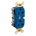 Product Image of Duplex Receptacle Outlet, Extra  Smooth Face, 20A, 125V Back or Side Wire, NEMA 5-20R, 2-Pole, 3-Wire, Self-Grounding (Blue)