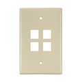 Product Image of Midsize Single-Gang Quickport, Wallplate, 4-port (Ivory)