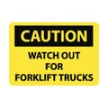 Product Image of 10" x 14" Caution Watch Out for Fork Lift Trucks Aluminum Accident Prevention Sign, C215AB