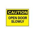 Product Image of 10" x 14" Caution Open Door Slowly Rigid Plastic Fire & Exit Sign, C55RB