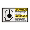 Product Image of 10" High Caution Hearing Protection Required Beyond This Area Plastic Sign, CBA2R