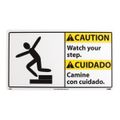 Product Image of 10" x 18" Caution Watch Your Step Camine Con Cuidado Plastic Accident Prevention Sign, CBA6R
