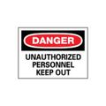 Product Image of 10" High Danger Unauthorized Personnel Keep Out Aluminum Sign, D143AB