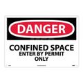 Product Image of 14" x 20" Danger Confined Space Enter by Permit Only Aluminum Accident Prevention Sign, D162AC