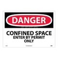 Product Image of 14" x 20" Danger Confined Space Enter by Permit Only Vinyl Accident Prevention Sign, D162PC