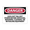 Product Image of 10" High Danger Lockout/tagout Before Servicing Aluminum Sign, D303AB
