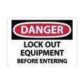 Product Image of 10" x 14" Danger Lock Out Equipment Before Entering Aluminum Accident Prevention Sign, D664AB