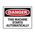 Product Image of 10" High Danger This Machine Starts Automatically Aluminum Sign, D87AB