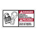 Product Image of 10" High Danger Lockout Equipment Before Servicing Plastic Sign, DBA11R