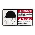 Product Image of 10" x 18" Danger Hard Hats Required in This Area Bilingual, DBA4R