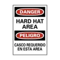 Product Image of 20" x 14" Danger Hard Hat Area Casco Requerido en Esta Area Vinyl Safety Sign, ESD46PC