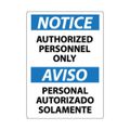Product Image of 20" High Notice Authorized Personnel Only Plastic Sign, ESN34RC