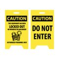 Product Image of 19" x 12" Caution Do Not Enter Locked Out Equipment Plastic Floor Sign, FS13