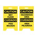 Product Image of 20" x 12" Caution Wet Floor Caution Hazardous Area Plastic Floor Sign, FS26