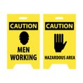 Product Image of 19" x 12" Caution Men Working Caution Hazardous Area Plastic Floor Sign, FS3
