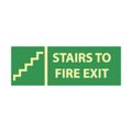 Product Image of 5" x 14" Pressure-Sensitive Vinyl Stairs to Fire Exit Glow-In-The-Dark Sign, GL320P