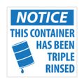 Product Image of 6" x 6" Notice This Container Has Been Triple Rinsed Vinyl Hazardous Material Label, HW23