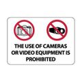 Product Image of 14" High The Use of Cameras or Video Equipment Is Prohibited Plastic Sign, M454RC
