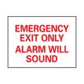 Product Image of 10" x 14" Emergency Exit Only Alarm Will Sound Plastic Exit Sign, M85RB