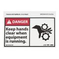 Product Image of 3" x 5" Danger Keep Hands Clear When Equipment Is Running Vinyl Accident Prevention, MSCDGA47AP
