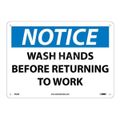 Product Image of 10" x 14" Notice Wash Hands Before Returning to Work Aluminum Sign, N43AB