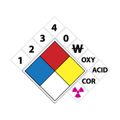 Product Image of 10" x 10" 1 2 3 4 W Ox Alk Acid Cor Plastic Chemical & Hazardous Material Sign, NFPK5