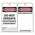 Product Image of 3" High Danger Unrippable Vinyl Accident Prevention Tag, RPT2