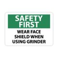 Product Image of 10" High Safety First Wear Face Shield When Using Grinder Plastic Safety Sign, SF177RB
