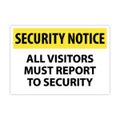 Product Image of 14" x 20" Notice All Visitors Must Report to Security Aluminum Sign, SN11AC