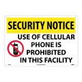 Product Image of 14" x 20" Notice Cellular Phone Use Prohibited in This Facility Plastic Security Sign, SN19RC