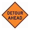 Product Image of 30" High Detour Ahead Aluminum Road Construction Sign, TM176K