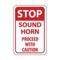 Product Image of 18" x 12" x 0.04" Stop Sound Horn Proceed with Caution Sign, TM70G