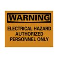 Product Image of 10" High Warning Electrical Hazard Authorized Personnel Only Aluminum Sign, W268AB