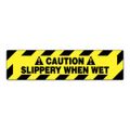 Product Image of 6" x 24" Caution Slippery When Wet Vinyl Adhesive Backed Floor Sign, WFS622