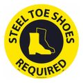 Product Image of 17" Dia. Steel Toe Shoes Required Vinyl Restroom Adhesive Floor Sign, WFS65