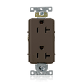 Product Image of Decora Plus Duplex Receptacle Outlet,  Smooth Face, 20A, 125V Side Wire, NEMA 5-20R, 2-Pole, 3-Wire, Self-Grounding (Brown)