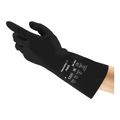 Product Image of AlphaTec 38-001 Medium-Duty Chemical Resistant Gloves, Unsupported Butyl Polymer with Diamond Embossed Grip, Black, Medium