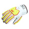 Product Image of Ringers R668 Thermal Leather Medium-Duty Puncture & Puncture Resistant Impact Gloves, G-100 Thinsulate, White/Hi-Viz Green, Size 10