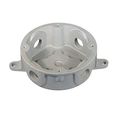 Product Image of 4.5" Dia., 3/4" Hub, 4 Outlet, JBDx Malleable Iron Round Conduit Outlet Box w/ Mounting Lugs